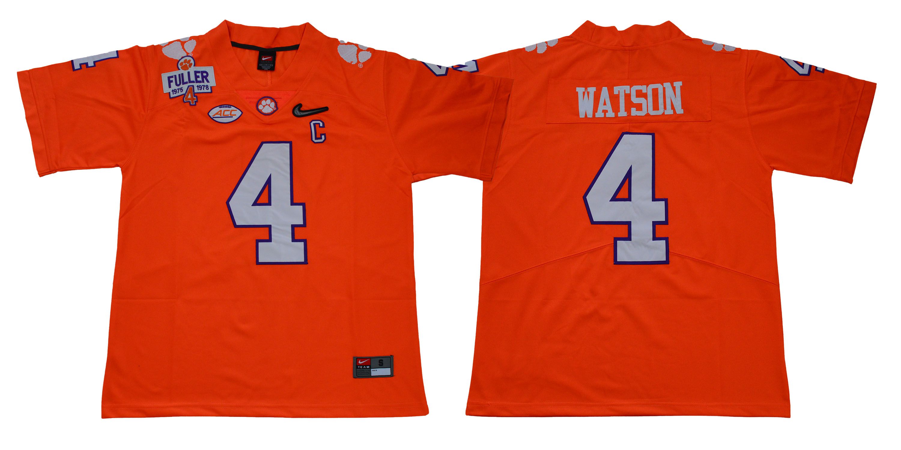 Men Clemson Tigers 4 Watson Orange Diamonds NCAA Jerseys